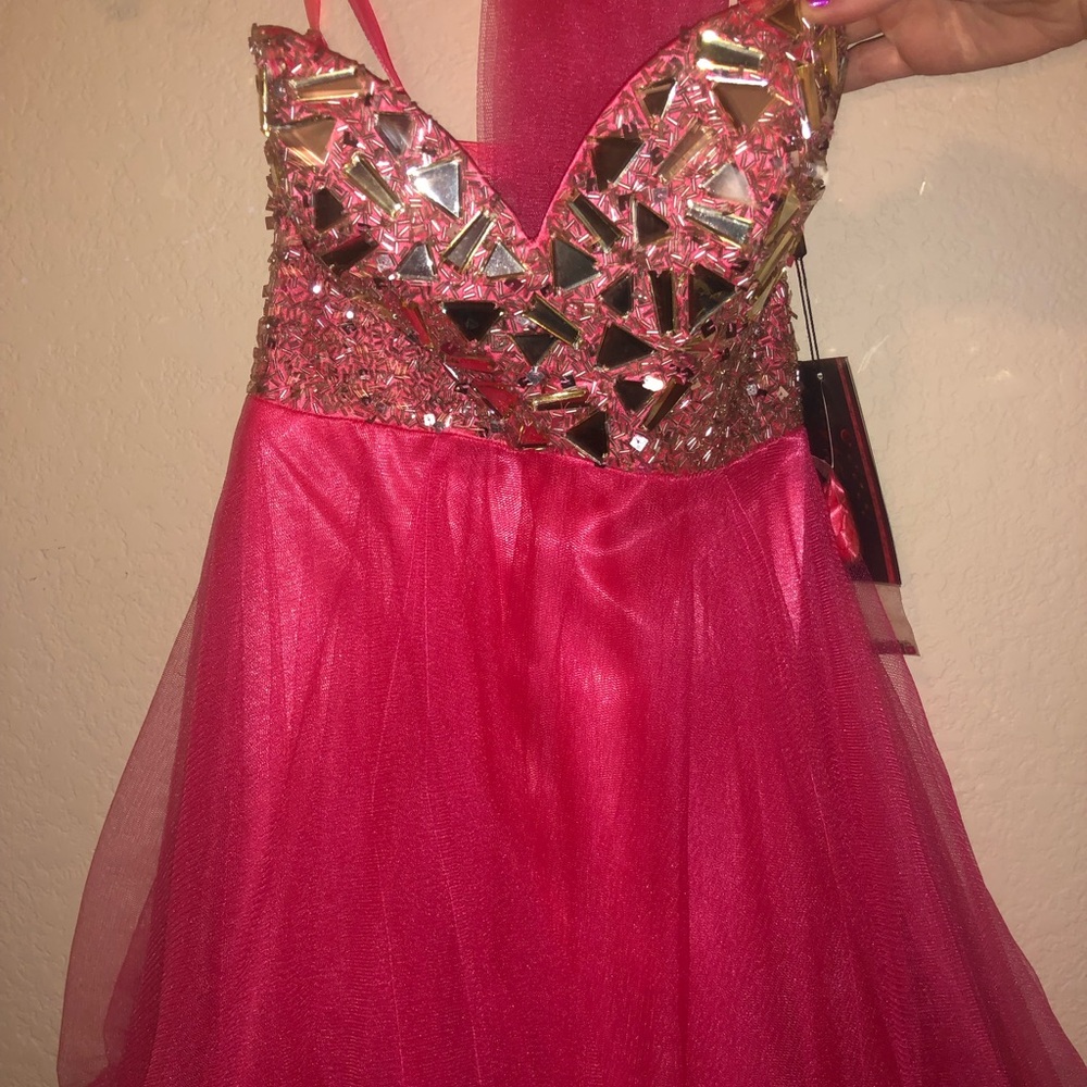 Hot pink skater homecoming/ prom dress